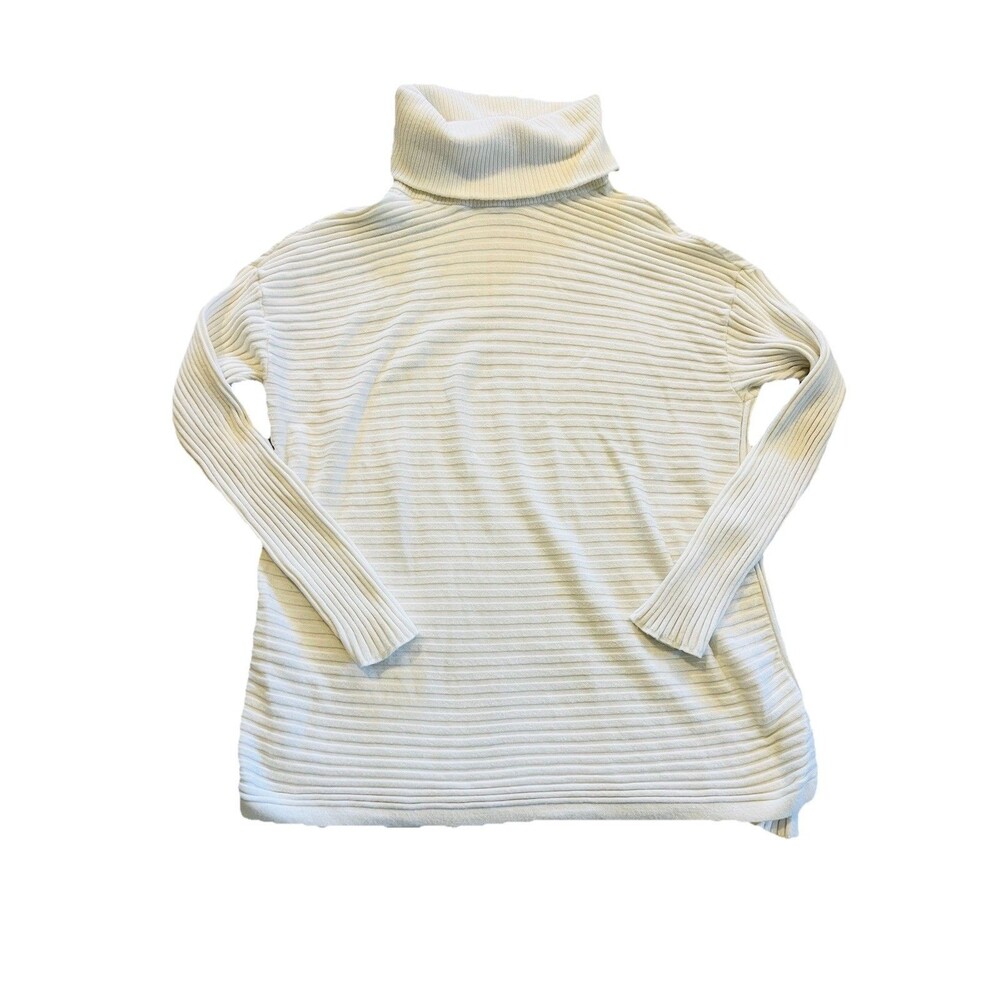 Chico's Zenergy Turtle Neck Sweater Women's Long Sleeve Slit Hem Size 1
